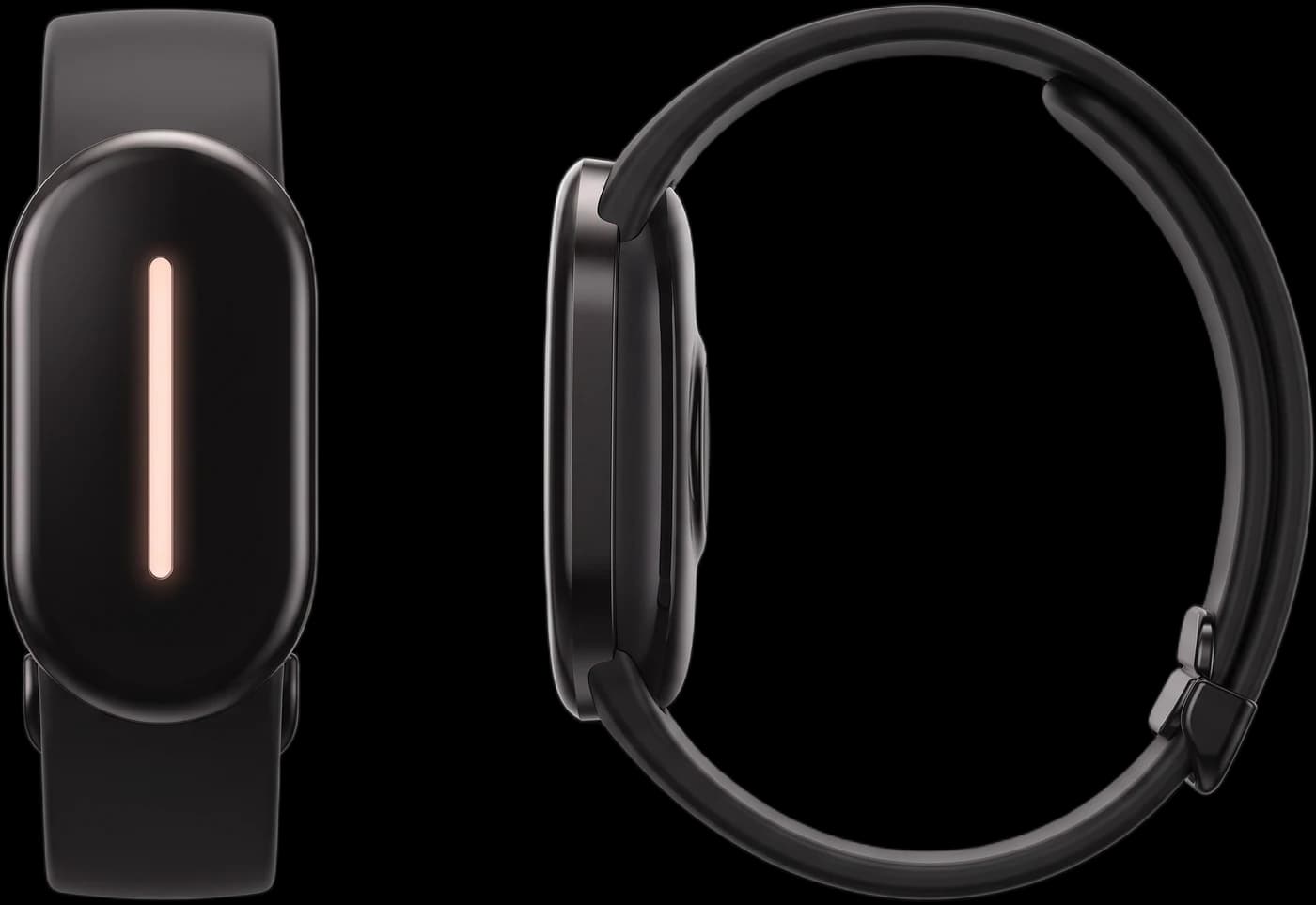 Torq wrist band in black, front and side view